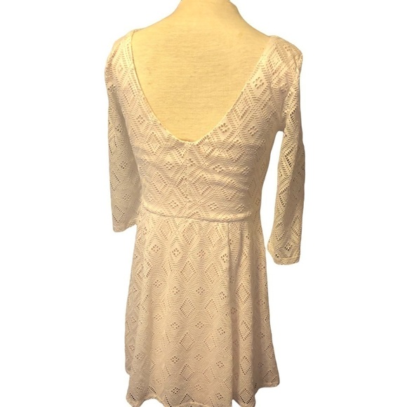 Lily Rose Bateau Neck Low-Back Dress Fit & Flared Ivory Lace Over Cream Size Sm - Picture 5 of 9